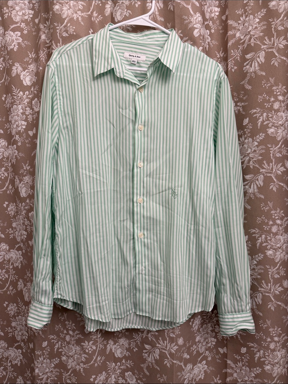 Sporty & Rich green and white button down